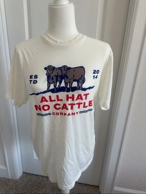 All Hat No Cattle Company Graphic Tee - Cream with Red & Navy